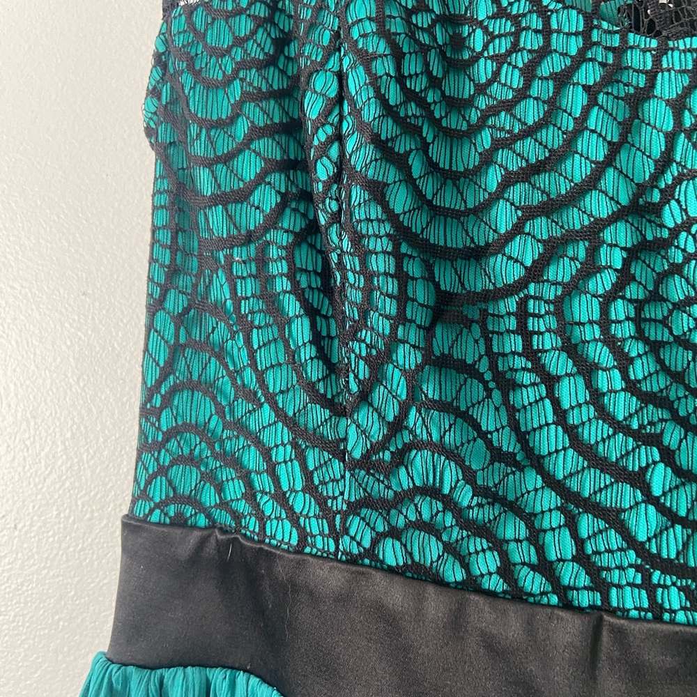 ModCloth Starlet's Web Turquoise Tulle Black Lace Fit-and-Flare Dress - Picture 6 of 16